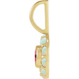 14CT GOLD PINK SPINEL & OPAL HALO PENDANT