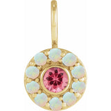 14CT GOLD PINK SPINEL & OPAL HALO PENDANT