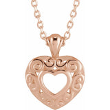 14CT ROSE GOLD PIERCED HEART NECKLACE