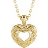 14CT GOLD PIERCED HEART NECKLACE