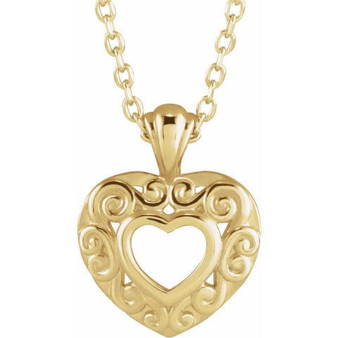 14CT GOLD PIERCED HEART NECKLACE