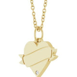 14CT GOLD DIAMOND SET ENGRAVEABLE HEART NECKLACE