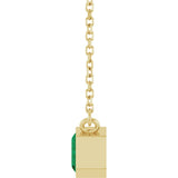 14CT GOLD EMERALD CUT LAB-CREATED EMERALD SOLITAIRE NECKLACE