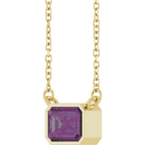 14CT GOLD EMERALD CUT LAB-CREATED ALEXANDRITE SOLITAIRE NECKLACE