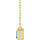 14CT GOLD EMERALD CUT SKY BLUE TOPAZ SOLITAIRE NECKLACE