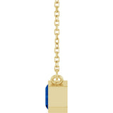 14CT GOLD EMERALD CUT LAB-CREATED SAPPHIRE SOLITAIRE NECKLACE