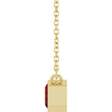 14CT GOLD EMERALD CUT MOZAMBIQUE GARNET SOLITAIRE NECKLACE