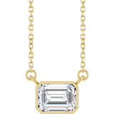 14CT GOLD EMERALD CUT LAB-CREATED DIAMOND SOLITAIRE NECKLACE