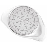 SILVER COMPASS SIGNET RING