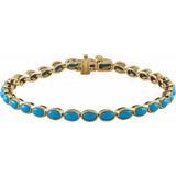 14CT GOLD NATURAL OVAL TURQUOISE LINE BRACELET