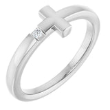 PLATINUM DIAMOND SIDEWAYS CROSS CHILD/YOUTH RING