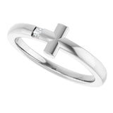 PLATINUM DIAMOND SIDEWAYS CROSS CHILD/YOUTH RING