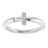 PLATINUM DIAMOND SIDEWAYS CROSS CHILD/YOUTH RING