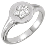 SILVER CHERUB PINKY SIGNET RING