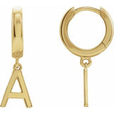 14CT GOLD SINGLE HINGED HUGGIE INITIAL EARRING