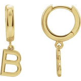 14CT GOLD SINGLE HINGED HUGGIE INITIAL EARRING