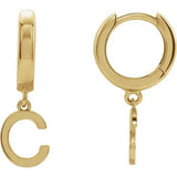 14CT GOLD SINGLE HINGED HUGGIE INITIAL EARRING