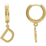 14CT GOLD SINGLE HOOP EARRING WITH INITIAL DROP