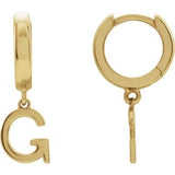 14CT GOLD SINGLE HOOP EARRING WITH INITIAL DROP