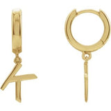 14CT GOLD SINGLE HOOP EARRING WITH INITIAL DROP