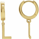 14CT GOLD SINGLE HOOP EARRING WITH INITIAL DROP