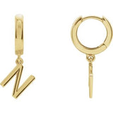 14CT GOLD SINGLE HINGED HUGGIE INITIAL EARRING