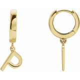 14CT GOLD SINGLE HINGED HUGGIE INITIAL EARRING