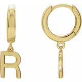 14CT GOLD SINGLE HOOP EARRING WITH INITIAL DROP