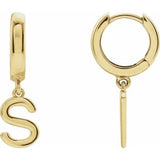 14CT GOLD SINGLE HINGED HUGGIE INITIAL EARRING