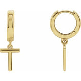 14CT GOLD SINGLE HOOP EARRING WITH INITIAL DROP