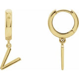 14CT GOLD SINGLE HINGED HUGGIE INITIAL EARRING