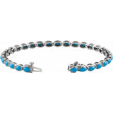 14CT GOLD NATURAL OVAL TURQUOISE LINE BRACELET