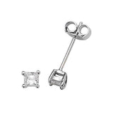 SILVER SQUARE CUBIC ZIRCONIA STUD EARRINGS