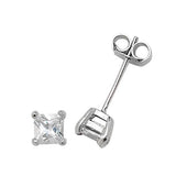 SILVER SQUARE CUBIC ZIRCONIA STUD EARRINGS