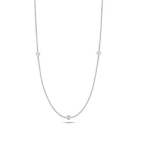 9CT WHITE GOLD DELICATE THREE DIAMOND STATION NECKLACE