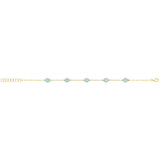 9CT GOLD TURQUOISE & WHITE ENAMEL EVIL EYE BRACELET