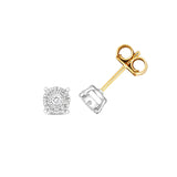 9CT GOLD DIAMOND CLUSTER STUDS