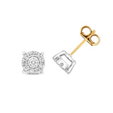9CT GOLD DIAMOND CLUSTER STUDS