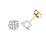 9CT GOLD DIAMOND CLUSTER STUDS