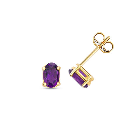 9CT GOLD OVAL AMETHYST STUDS