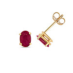 9CT GOLD OVAL RUBY STUDS