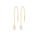9CT GOLD FRESHWATER PEARL THREADER DROP EARRINGS