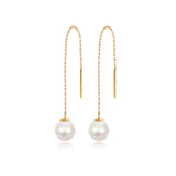 9CT GOLD FRESHWATER PEARL THREADER DROP EARRINGS