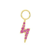 9CT GOLD RED CUBIC ZIRCONIA LIGHTNING BOLT EARRING CHARM