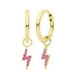 9CT GOLD RED CUBIC ZIRCONIA LIGHTNING BOLT EARRING CHARM