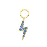 9CT GOLD BLUE CUBIC ZIRCONIA LIGHTNING BOLT EARRING CHARM