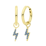 9CT GOLD BLUE CUBIC ZIRCONIA LIGHTNING BOLT EARRING CHARM