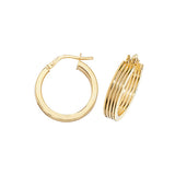 9CT GOLD RIDGED HOOP EARRINGS
