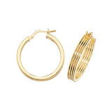 9CT GOLD RIDGED HOOP EARRINGS