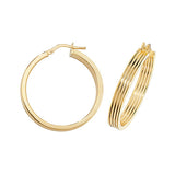 9CT GOLD RIDGED HOOP EARRINGS